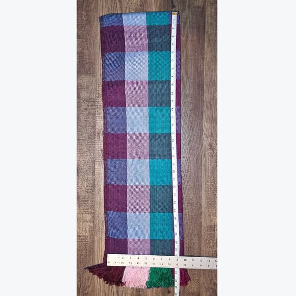 Woven Checkered Plaid Multicolor Oversized Scarf Wrap Stole - Picture 3 of 7
